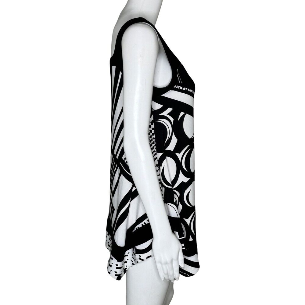 Joseph Ribkoff Shirt‎ Womens 6 Black White Geometric Blouse Retro Edgy Artsy - Picture 2 of 8